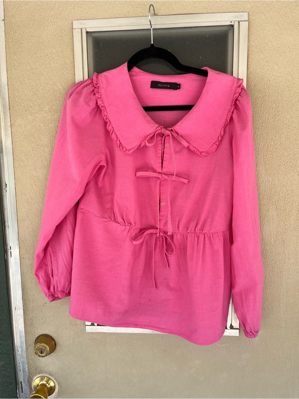 ZESICA Women's Tie Front Peplum Size S